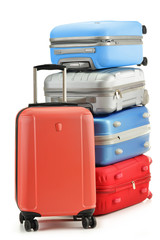 Luggage consisting of polycarbonate suitcases isolated on white