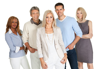 Obraz premium Group of happy business people isolated on white