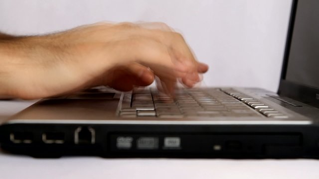 Typing on laptop keyboard