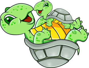 Fototapeta premium Mother and baby turtle