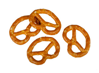 four pretzel isolated on white background