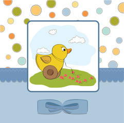 Fototapeta premium welcome baby card with duck toy