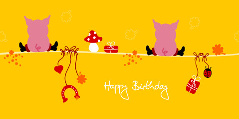 2 Sitting Pigs & Symbols 