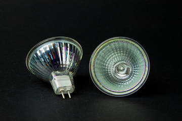 Two round halogen lamps