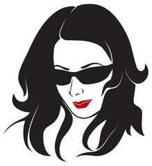 beauty woman face with glasses