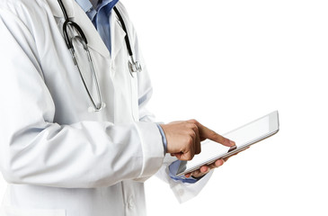 Doctor working on a digital tablet