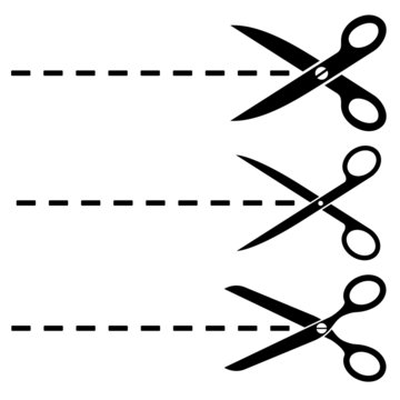 Vector scissors cut lines