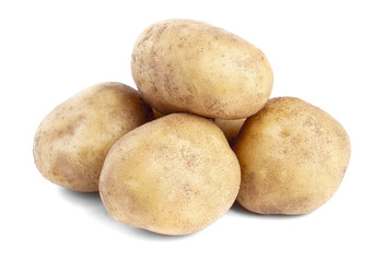 potatoes isolated on white background close up