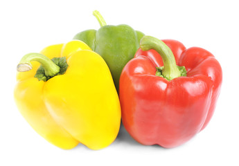 red,green, yellow pepper isolated on white background