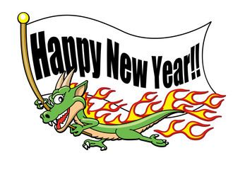 旗を振るドラゴン