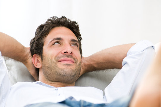 Smiling Young Guy Relaxing