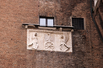 Carving on Castle Wall in Ferrara Italy
