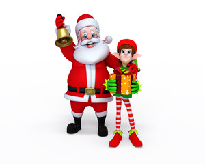 Illustration of Santa Claus with Elves.