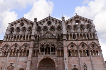 Facade of the cathedral in Ferrara Italy