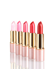 beautiful lipsticks isolated on white