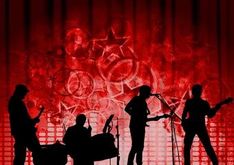 Papier Peint photo Lavable Groupe de musique Conception musicale rouge