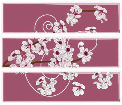 pannello artistico con fiori di ciliegio