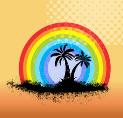 Rainbow Over a Palm Tree Shape