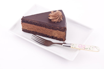 a slice of chocolate cake