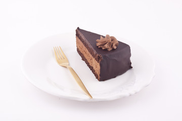 a slice of chocolate cake