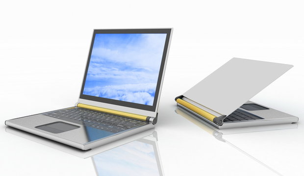 two laptops isolated over white background