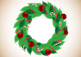 Fototapeta na wymiar Christmas wreath with balls