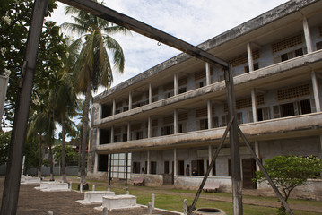 Courtyard of the Tuol Sleng S21 Museum in Phnom Penh, Cambodia