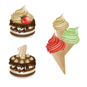 Vector desserts and ice-creams