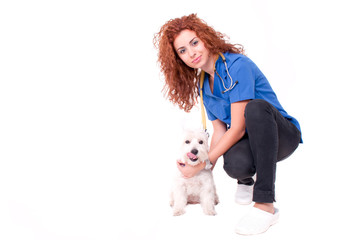 Female vet with dogs