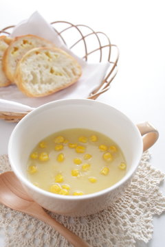 Corn soup and bread