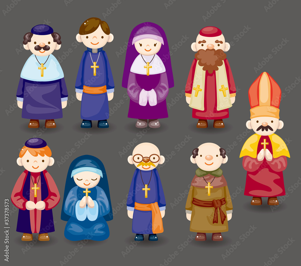 Wall mural cartoon priest icon