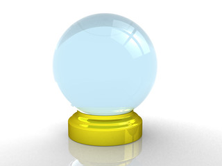 3d render of a crystal ball over white