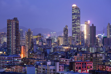 Fototapeta na wymiar Hong Kong with crowded buildings at night