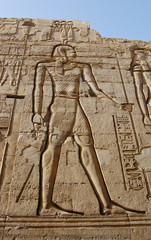 Egyptian engraved image on wall in Kom Ombo temple, Egypt