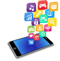 ベクター、スマートフォンと沢山のアプリ