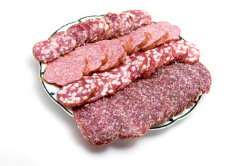 Cutted sausage on a dish