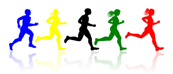 Fototapeta na wymiar Runners, vector image