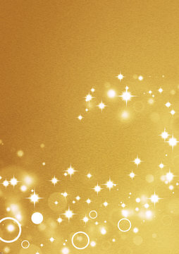 Gold background with circle light effects and shiny stars