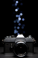 Old 35mm camera with Christmas lights (2)