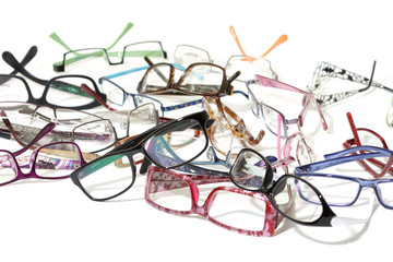 a lot of glasses on white background