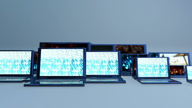 Laptops with video on screens