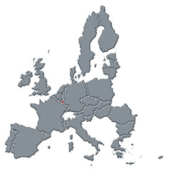 Map of the European Union, Luxembourg highlighted