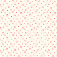 Seamless pattern of check boxes with red yes ticks