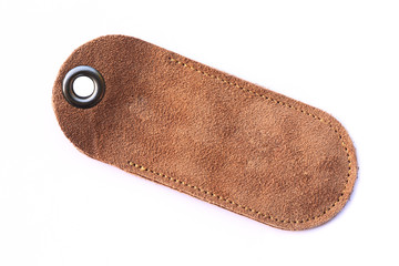 balnk leather tag isolated.