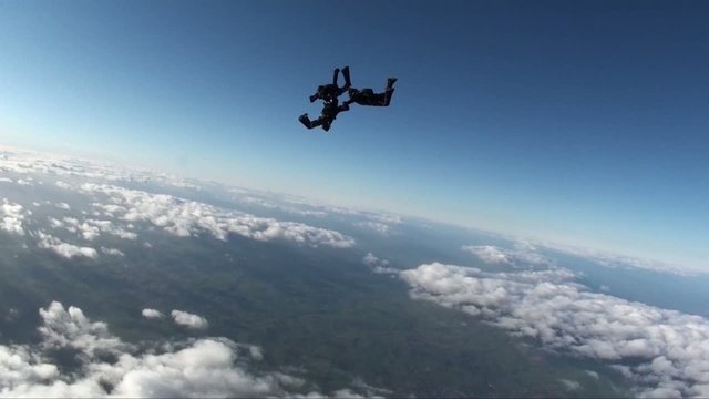 Skydivers in freefall
