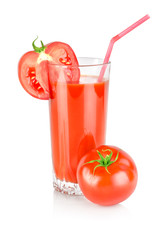 Tomato juice isolated on white