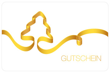 Gutschein Schleife Weihnachtsbaum & Kringel gold