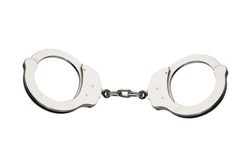 Metal handcuffs isolated on white background