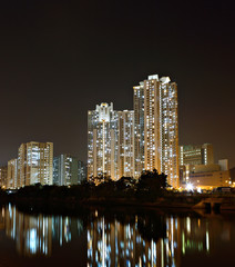 Fototapeta na wymiar Hong Kong public housing and river
