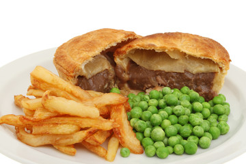 Pie chips and peas closeup